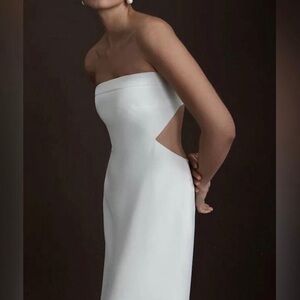 NWT Sachin + Babi Sz 4 Sadie Strapless White Cutout Column Midi Dress